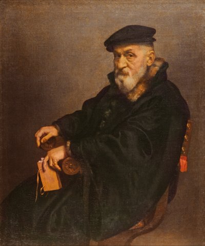 Portrait of an Old Man with a Book, Possibly Giovan Battista Seradobati, an Italian Notary by Giovanni Battista Moroni